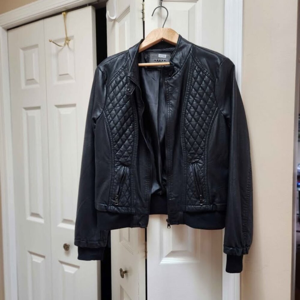 CI SONO‎ Black Faux Leather Jacket Women's XL